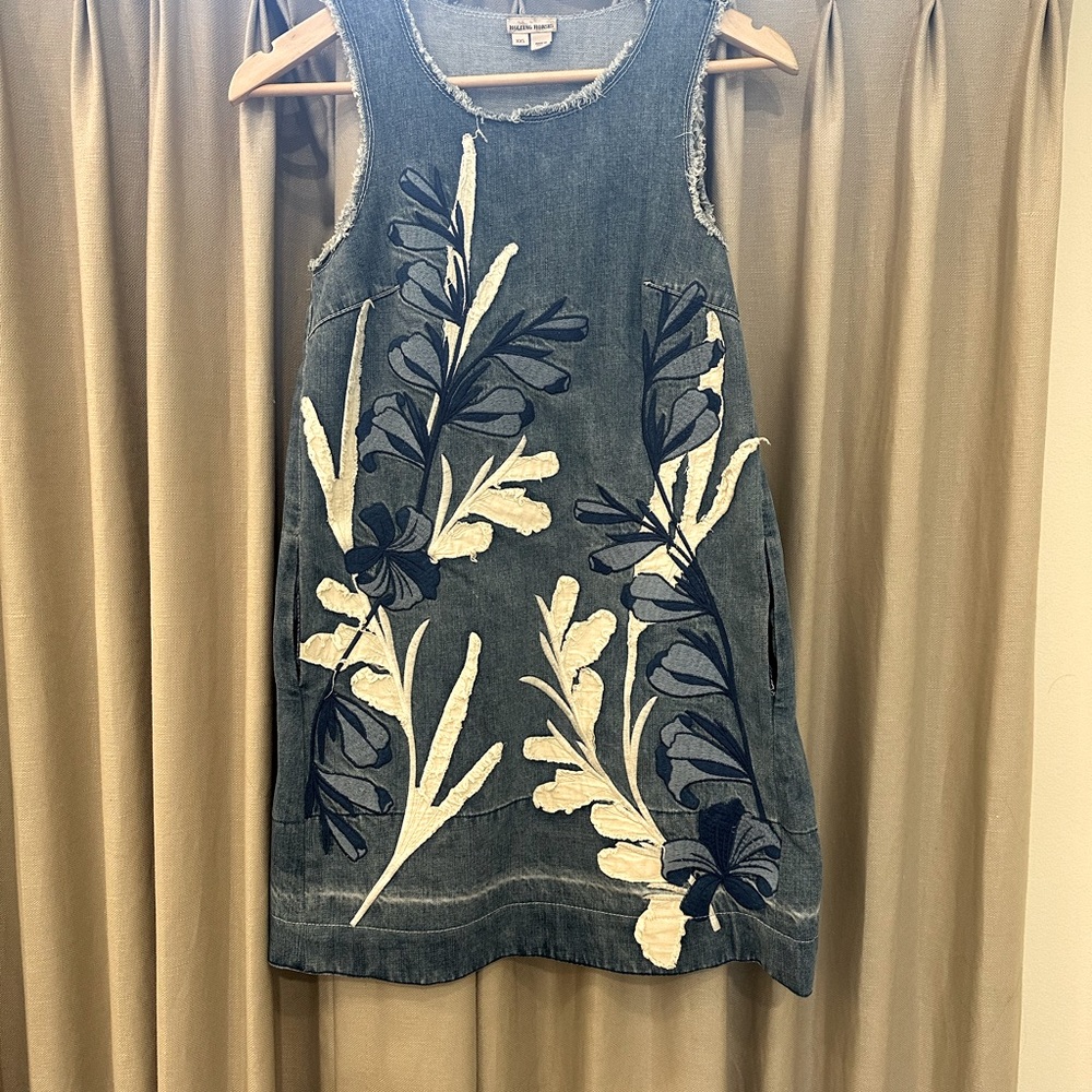 “Holding Horses” Anthropologie - denim appliqué dress. Size x-small